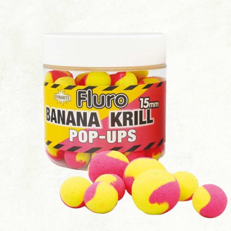 Plaukiantys boiliai Dynamite Two Tone Fluro's Banana & Krill pop-ups